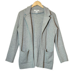 Magaschoni Gray Cotton Wool Cardigan Sweater Pockets Office Fall Layering Size S